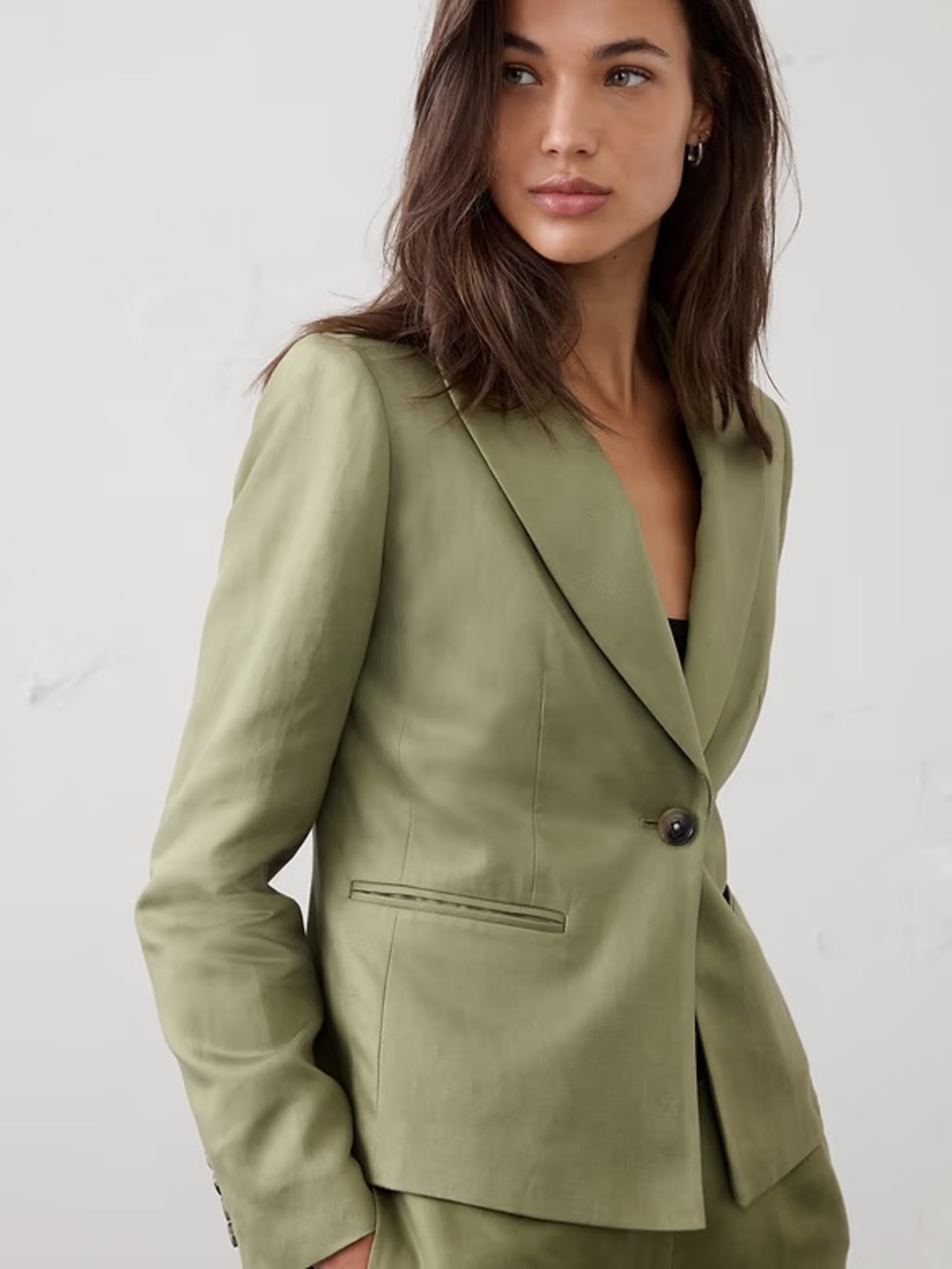 BNWT Moss Green Single-Button Suit Blazer Size 6 BANANA REPUBLIC FACTORY